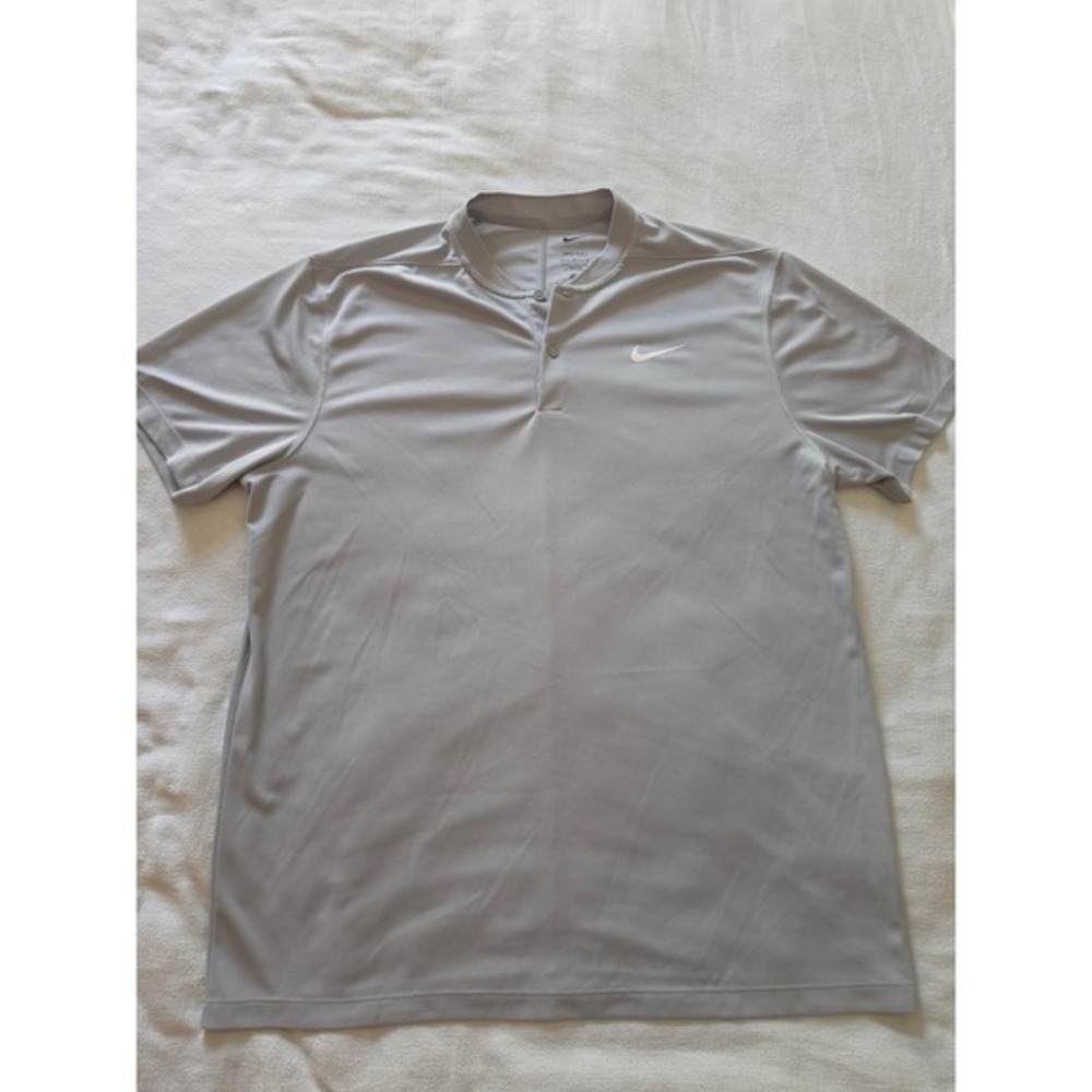 Nike Dri-FIT Blade Collar Polo Shirt Mens Large Grey Short Sleeve Golf Top